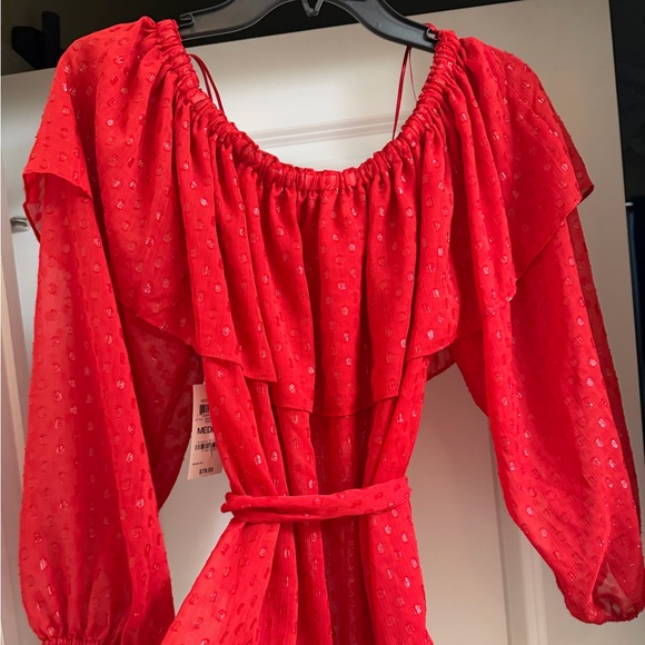 INC International Concepts Red Ruffled Blouse - Picture 2 of 10